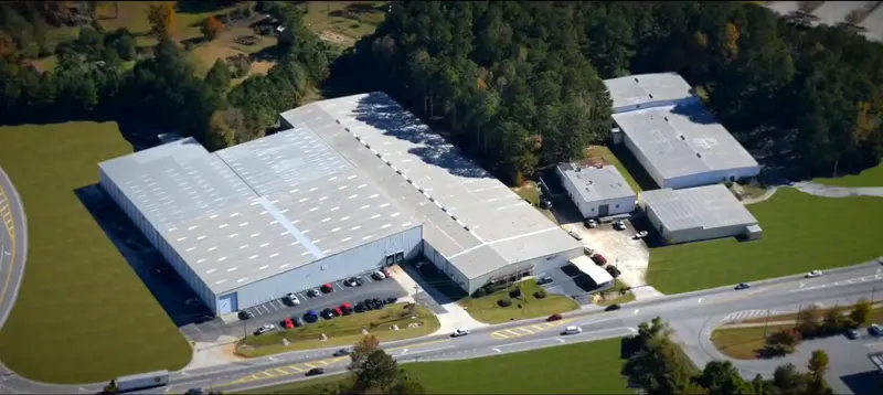 Aerial view of the Evans Tool & Die 200,000 sq ft facility in Conyers, Georgia