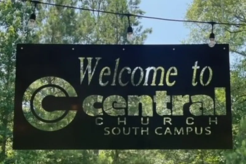 Custom laser-cut metal sign