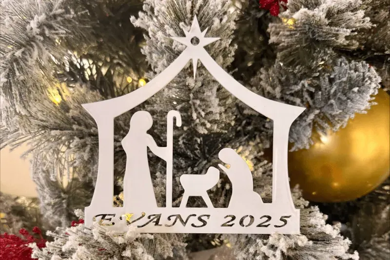 Laser-cut metal ornament