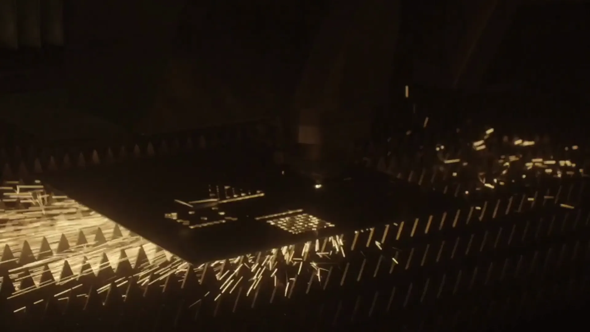Fiber laser cutting steel on the Evans shop floor, sparks flying